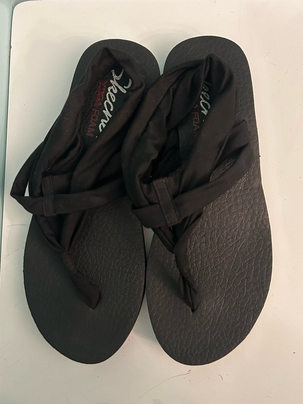 Skechers Meditation Studio Kicks Black Yoga Foam Slingback Sandals Size 10